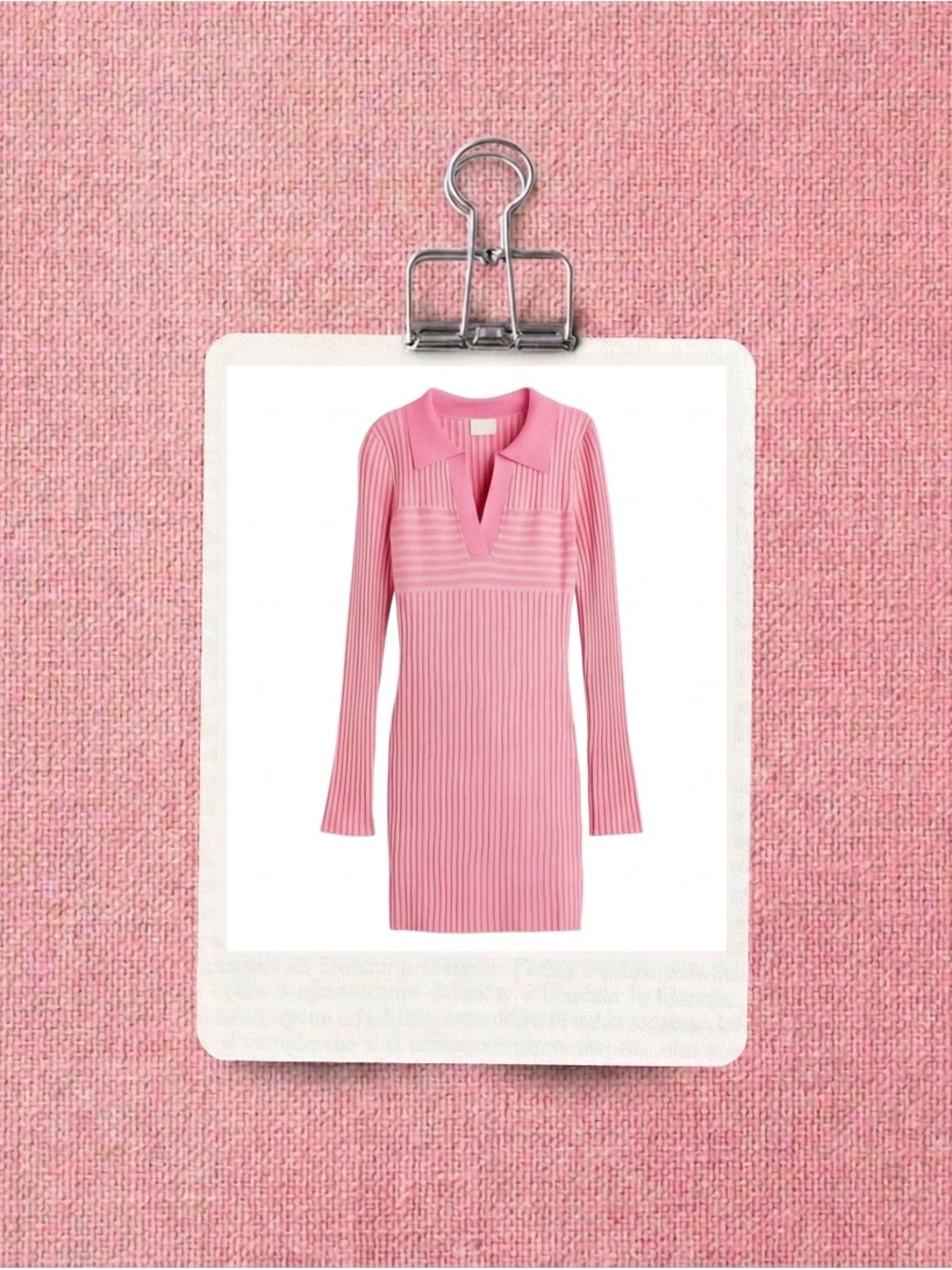 Elegant Pink Ribbed Knit Dress